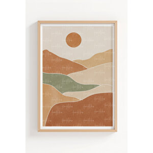 Boho Tarzı Soyut 3 Parçalı Ahşap Çerçeveli Tablo Seti 21x30 cm