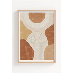 Boho Tarzı Soyut 3 Parçalı Ahşap Çerçeveli Tablo Seti