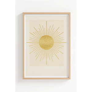 Güneş Ve Ay 3’lü Soyut Ahşap Çerçeveli Tablo Seti - Salon Dekoru 50x70 cm