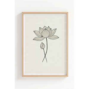 Bambu Çay Ve Lotus 3’lü Manevi Ve Dini Temalı Ahşap Çerçeveli Tablo Seti - Mutfak Dekoru