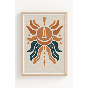 Mistik Semboller Modern Minimalist 3 Parçalı Ahşap Çerçeveli Tablo Seti