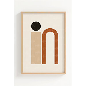 Geometrik Minimalist Kemer Ve Daireler 3 Parçalı Ahşap Çerçeveli Tablo Seti 30x42 cm