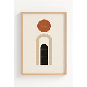 Geometrik Minimalist Kemer Ve Daireler 3 Parçalı Ahşap Çerçeveli Tablo Seti 30x42 cm