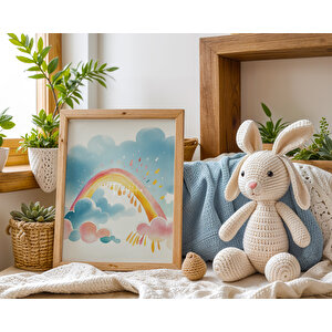 Güneş, Ay Ve Gökkuşağı 3’lü 1. Kalite Ahşap Çerçeveli Tablo Seti – Çocuk Odası Dekoru 21x30 cm