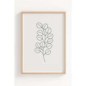 Bitki Çizimli 3 Parçalı Ahşap Çerçeveli Tablo Seti 30x42 cm