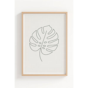 Bitki Çizimli 3 Parçalı Ahşap Çerçeveli Tablo Seti 21x30 cm