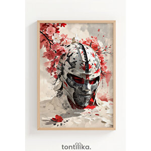 Samuray Savaşçıları 3 Parçalı Ahşap Çerçeveli Tablo Seti