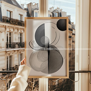 Minimalist Çizgisel Sanat 3'lü Ahşap Çerçeveli Tablo Seti 30x42