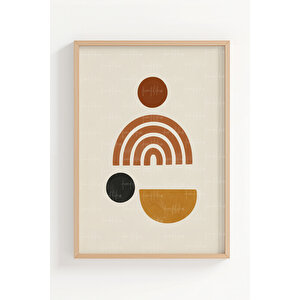 Geometrik Minimalist 3 Parçalı Ahşap Çerçeveli Tablo Seti 21x30 cm