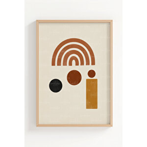 Geometrik Minimalist 3 Parçalı Ahşap Çerçeveli Tablo Seti 21x30 cm