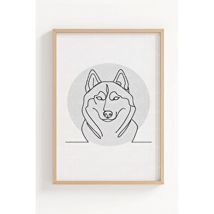 Minimal Hayvan Çizimleri 3’lü Ahşap Çerçeveli Tablo Seti - Salon Duvar Dekoru 30x42 cm