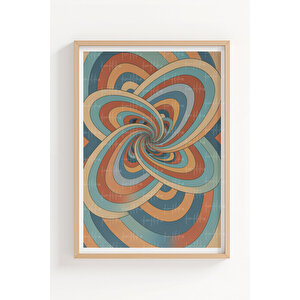 Geometrik Ve Optik Sanat 3’lü Ahşap Çerçeveli Tablo Seti - Yatak Odası Dekoru 30x42 cm