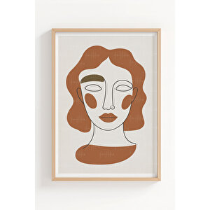 Soyut Kadın Yüzleri 3’lü İnsan Temalı Ahşap Çerçeveli Tablo Seti - Yatak Odası Dekoru 21x30 cm