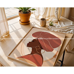 Afrika Kadın Temalı 3'lü Ahşap Çerçeveli Tablo Seti - 21x30 21x30 cm