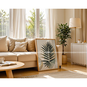 Minimalist Yaprak Desenli 3'lü Ahşap Çerçeveli Tablo Seti-21x30 21x30 cm