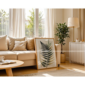 Minimalist Yaprak Desenli 3'lü Ahşap Çerçeveli Tablo Seti-21x30