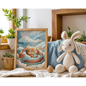 Bebek Ve Çocuk Odası Uykucu Hayvanlar Tema Ahşap Çerçeveli 3'lü Tablo Seti 21x30 cm