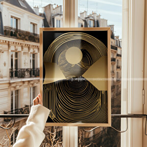 Modern Altın Detaylı 3 Parçalı Ahşap Çerçeveli Tablo Seti 21x30 cm