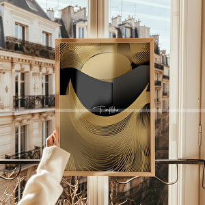 Modern Altın Detaylı 3 Parçalı Ahşap Çerçeveli Tablo Seti 21x30 cm