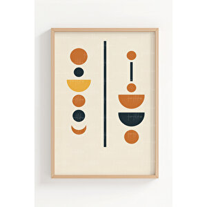 Geometrik Soyut Şekiller 3 Parçalı Ahşap Çerçeveli Tablo Seti 50x70 cm
