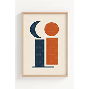 Geometrik Soyut Şekiller 3 Parçalı Ahşap Çerçeveli Tablo Seti 21x30 cm