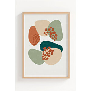 Soyut Bitki 3’lü Modern Ahşap Çerçeveli Tablo Seti - Salon Dekoru 50x70 cm