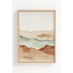 Dağ Manzarası 3’lü Doğa Temalı Ahşap Çerçeveli Tablo Seti 50x70 cm