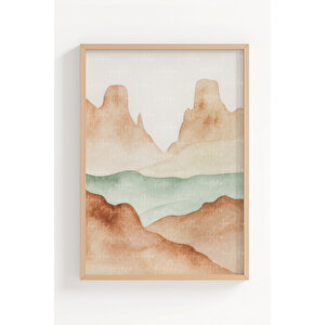 Dağ Manzarası 3’lü Doğa Temalı Ahşap Çerçeveli Tablo Seti