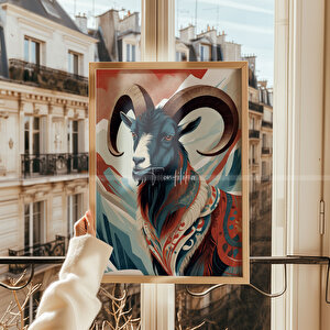 Etnik Hayvan Temalı 3'lü Ahşap Çerçeveli Tablo Seti - 30x42 30x42 cm