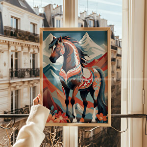 Etnik Hayvan Temalı 3'lü Ahşap Çerçeveli Tablo Seti - 30x42 30x42 cm