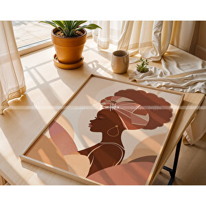 Afrika Kadın Temalı 3'lü Ahşap Çerçeveli Tablo Seti 30x42 cm