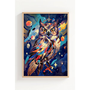 Renkli Hayvan İllüstrasyonları 3 Parçalı Ahşap Çerçeveli Tablo Seti 30x42 cm