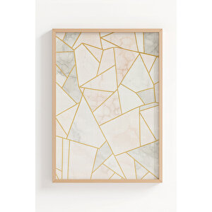 Mermer Ve Soyut Desen Temalı 3’lü Ahşap Çerçeveli Tablo Seti - Modern Salon Dekoru 50x70 cm