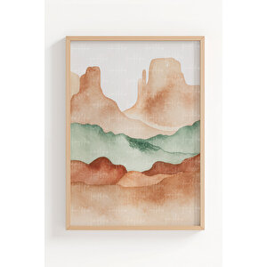 Dağ Manzarası 3’lü Doğa Temalı Ahşap Çerçeveli Tablo Seti 21x30 cm