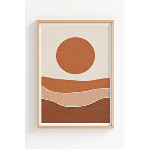 Kaktüs Ve Çöl Manzaralı 3’lü Modern Ahşap Çerçeveli Tablo Seti - Salon Dekoru 50x70 cm