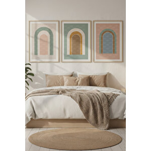 Geometrik Arches 3’lü Ahşap Çerçeveli Tablo Seti 50x70 cm