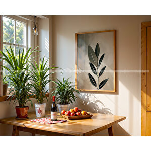 Minimal Yeşillikler 3'lü Ahşap Çerçeveli Tablo Seti-2 30x42 cm