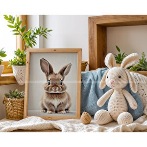 Geyik, Tilki Ve Tavşan 3’lü 1. Kalite Ahşap Çerçeveli Tablo Seti – Bebek Odası Dekoru 21x30 cm