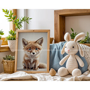 Geyik, Tilki Ve Tavşan 3’lü 1. Kalite Ahşap Çerçeveli Tablo Seti – Bebek Odası Dekoru