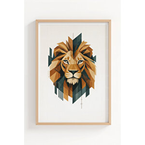 Aslan Geyik Kartal 3’lü Ahşap Çerçeveli Tablo Seti - Çalışma Odası Dekoru 50x70 cm