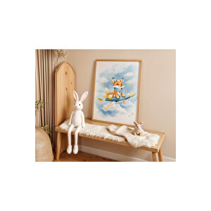 Bebek Ve Çocuk Odası Uçan Hayvanlar Tema Ahşap Çerçeveli 3'lü Tablo Seti 30x42 cm