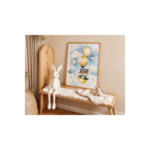 Bebek Ve Çocuk Odası Uçan Hayvanlar Tema Ahşap Çerçeveli 3'lü Tablo Seti