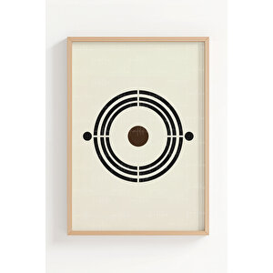 Geometrik Minimalist Çizgi Ve Daireler 3 Parçalı Ahşap Çerçeveli Tablo Seti 50x70 cm
