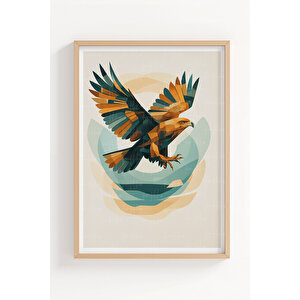 Aslan Geyik Kartal 3’lü Ahşap Çerçeveli Tablo Seti - Çalışma Odası Dekoru