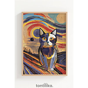 Renkli Hayvan Portreleri 3 Parçalı Ahşap Çerçeveli Tablo Seti 30x42 cm