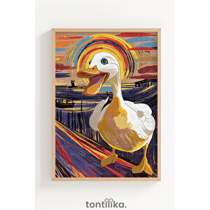 Renkli Hayvan Portreleri 3 Parçalı Ahşap Çerçeveli Tablo Seti 30x42 cm