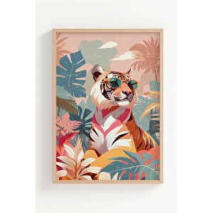 Tropikal Hayvanlar 3 Parçalı Ahşap Çerçeveli Tablo Seti 21x30 cm