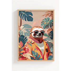 Tropikal Hayvanlar 3 Parçalı Ahşap Çerçeveli Tablo Seti