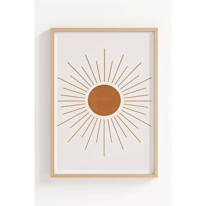 Güneş Ve Ay Motifli 3 Parçalı Ahşap Çerçeveli Tablo Seti