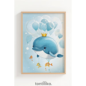 Okyanus Dostları 3’lü Ahşap Çerçeveli Dekoratif Tablo Seti 30x42 cm